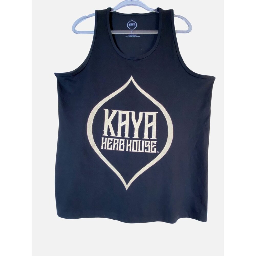 Kaya Herb House Jamaica Large Black Tank Top With Signature Logo Hippie Boho‎